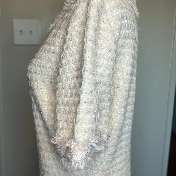 St.John Tweed Sheath Dress Pink French Rose Combo With Silver Metallic Size 10 - Picture 9 of 16